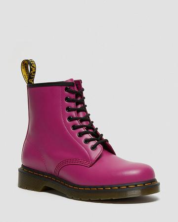 Men's Dr Martens 1460 Smooth Leather Lace Up Boots Pink | AU 532QMA